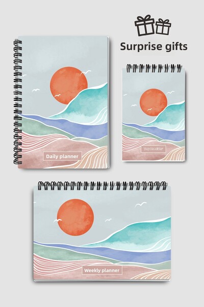 Eldesen Tasarım مجموعة تخطيط مكونة من 3 قطع، مخطط يومي، مخطط أسبوعي، قائمة ال...