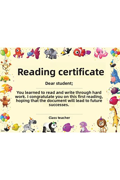 uzaktangelir Primary School Reading Certificate 1St Dough Thick Weight Cardbo...