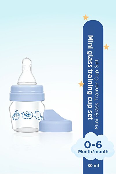 Wee Baby Mini Glass Drinking Cup Set 30 ml Blue