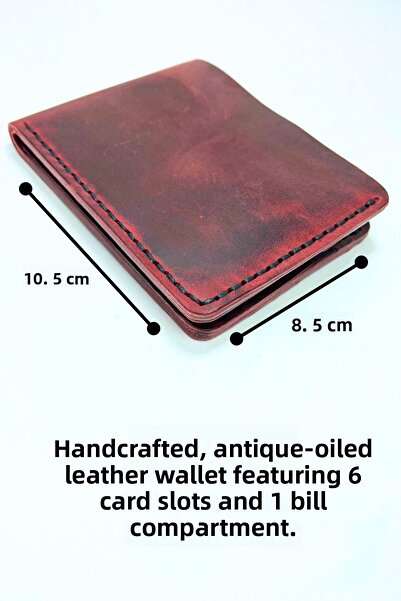 Parscraft Handmade Genuine Leather Premium Wallet Red Wide Model