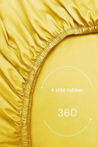 MonoHome Yellow 57 Wire 100% Cotton Oeko-tex® Elastic Sheet (Made from Duvet Cover Kumash)