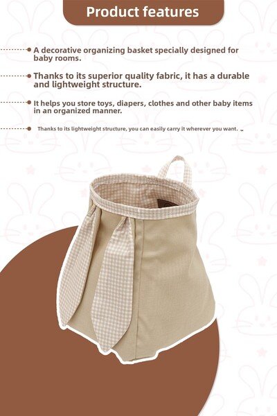 mordesign Baby Care Organizer, Hangable Wall Basket, Kindergarten Storage Basket, Bunny Organizer