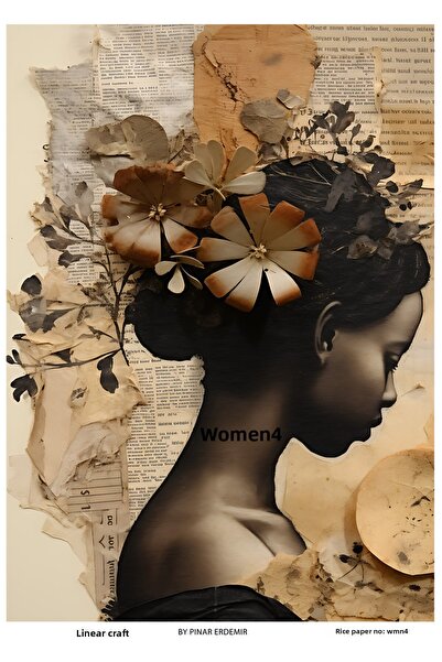 LİNEART Wmn4 Patterned Brass Decopage - Woman Series 30X42