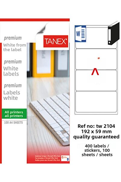 Ürün Evim Etichetă albă Tanex Laser - 192*59 mm, Pachet de 100 bucăți