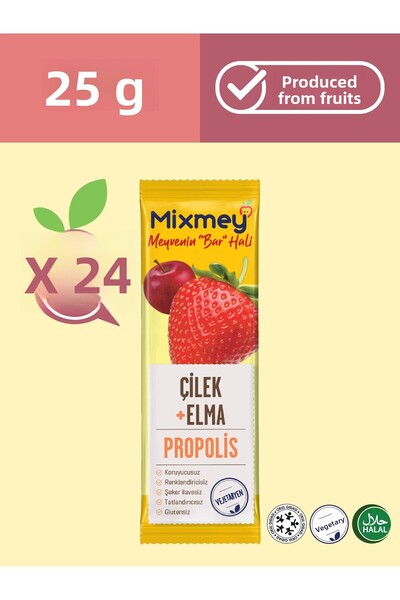 mixmey شريط فاكهة الفراولة بالعسل البروبليس 24 قطعة |   وجبات خفيفة صحية – خا...