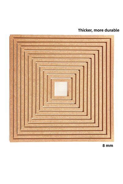 Buradadavar Hobi Ahşap 12'Li Square Raw Mdf, 8mm Thickness, 30 cm Pulley, Paintable Screwless Pulley, Macrame Ring