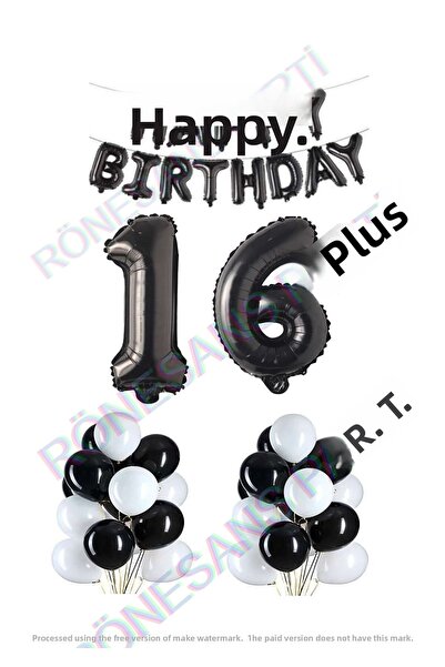 Generic Brand Happy Birthday Black Color Foil Balloon Latex Balloon and Foil ...