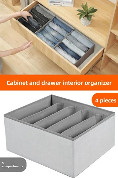 Ekici home textile 4 Pieces 5 Compartments Closet-Drawer for Clothes, Jeans, ...