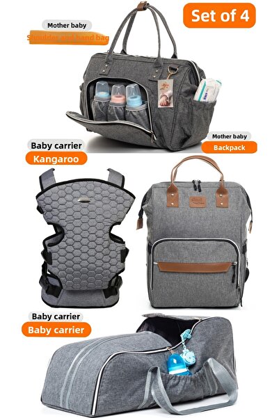 Sahra مجموعة حمل فاخرة للعناية بالطفل مكونة من 4 قطع - حقيبة كتف وحقيبة ظهر، ...