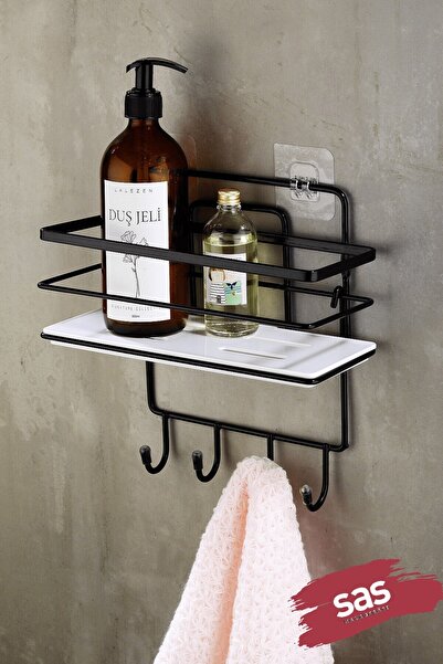 Sas Haus Raft de duș reglabil pentru baie cu 4 cârlige – Suport pentru șampon...