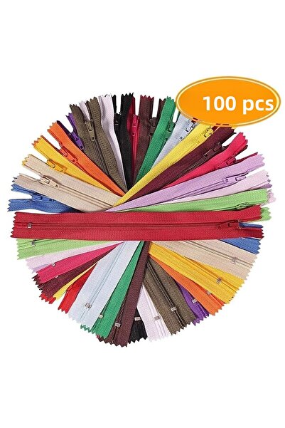 ADS 100 Pieces Regular Trouser Skirt Zipper Colorful