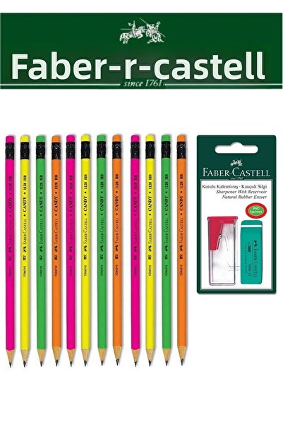 Faber Castell فابر كاستل 12 قطعة قلم رصاص ممحاة ومبراة قلم رصاص + مجموعة ممحا...