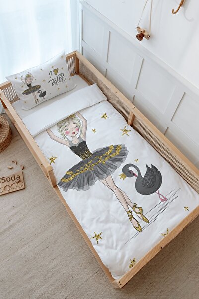 Tuğba Kuğu طقم غطاء لحاف مونتيسوري من سلسلة الأطفال - راقصة الباليه البجعة ال...