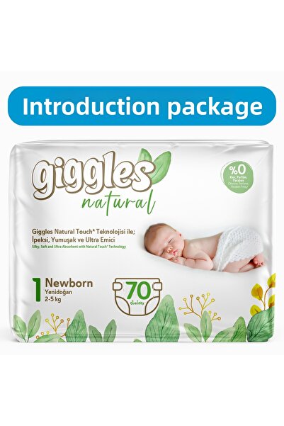giggles حفاضات أطفال قطنية طبيعية مقاس 1 لحديثي الولادة 70 قطعة