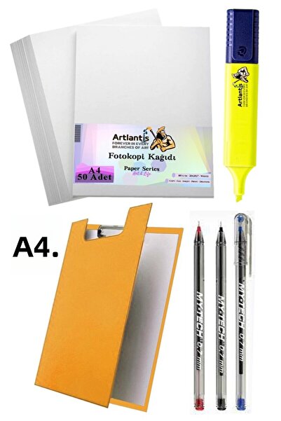 Artlantis قلم حبر جاف مقاس A4 مع غطاء 3 ألوان A4 ورق تصوير أبيض 50 قطعة قلم ت...