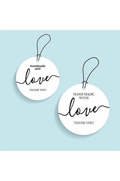 anka design Cardboard Perforated Labels, 25 Pieces of Hand Made With Love Labels