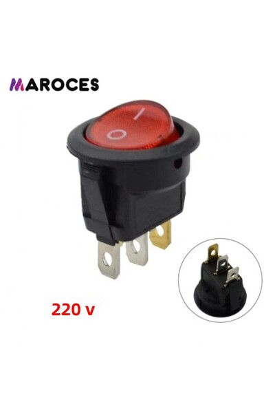 Maroces 5 قطع Ic-131 مفتاح دائري مضيء تشغيل وإيقاف 3p 220 فولت أحمر