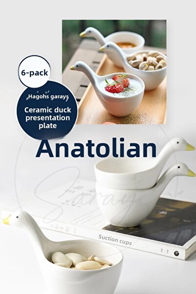Anadolu Saray 6-Piece Handmade Ceramic Duck Serving Bowl - Sauce Bowl, Jam Bowl and Treat Serving