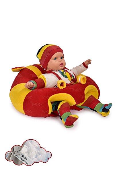 TOKKO Fiber Filling Baby Seating Supported - Non-Tipping Seat - Yellow Red Large Baby Seat