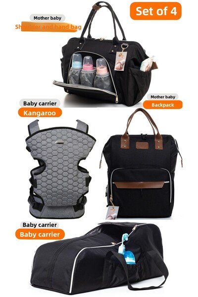 Sahra Happybaby 4-Piece Baby Carrying Set (Baby Care Shoulder and Backpack, Portbaby and Kangaroo)