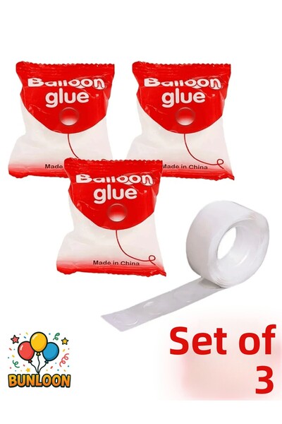 Bunloon شريط لاصق بالون مزدوج الجوانب (3 قطع) |   للحفلات والمنظمات