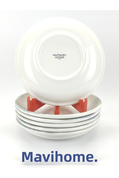 Kütahya Porselen Blue Patterned Thick Porcelain 21 cm Pit Daily Dinner Plate 6 Pieces