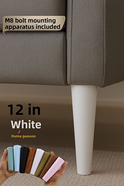 GLASWEN Wooden Leg 12 cm White M8 Screwed Connection Apparatus Cabinet Furniture Sofa Sofa Support Leg Foot