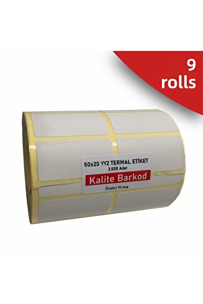 Kalite Barkod 50x20 ملصق حراري من جانب إلى جانب مكون من قطعتين| 6 لفات من ملصقات الباركود