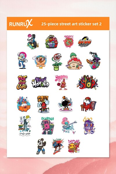 Runrux ملصق جرافيتي لفن الشارع 2 - جدول الأعمال، الكمبيوتر المحمول، الكمبيوتر...