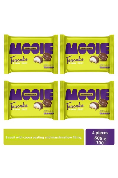 Mooie بسكويت مارشميلو مغطى بالكاكاو 90 جرام × 4 قطع