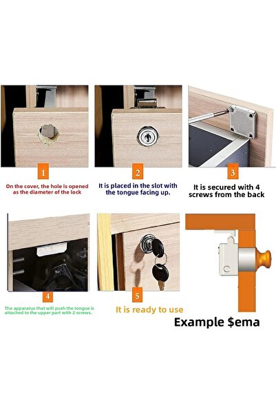 NUBLADO Square Drawer Lock Cabinet Furniture Lock Latch Cabinet Lock Metal with 2 Keys.