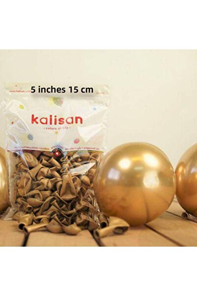 Parti Dükkanım بالون ذهبي كروم صغير 5 بوصة 10 قطع