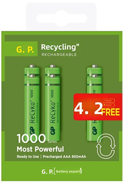Generic Brand AAA 950 mAh Şarjlı İnce Kalem Pil 4+2'li Paket GP100AAAHCE4-2BB