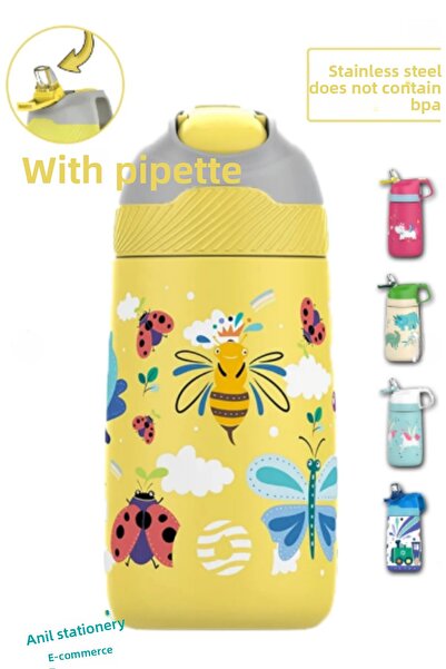 Vagonlife قارورة ترمس ستانلس ستيل للأطفال 350 مل مع قش 5 ألوان مختلفة 2055-350 مل