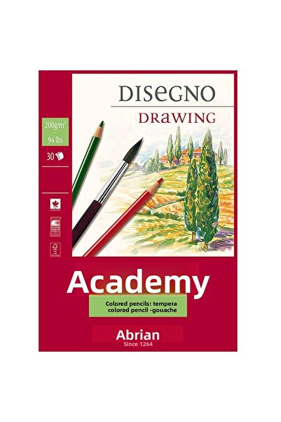 Fabriano أكاديميا ديزيجنو 200 جرام. قالب رسم حلزوني 30 ورقة A5 - 14.8 × 21 سم