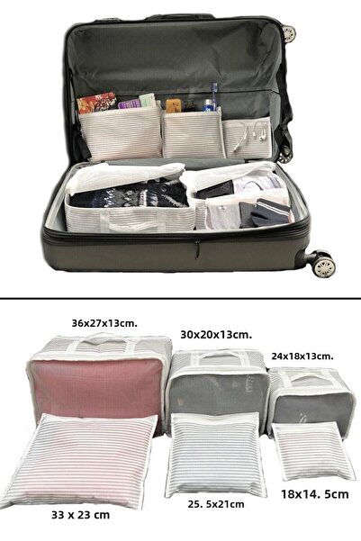 ModernAVM 6-Piece Suitcase Organizer Set - Striped