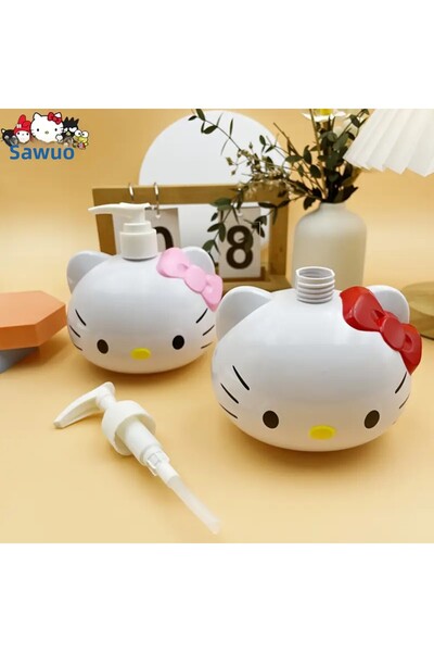 bundle island Liquid Soap Dispenser Pressure Lotion Bottle with Hello Kitty Figure