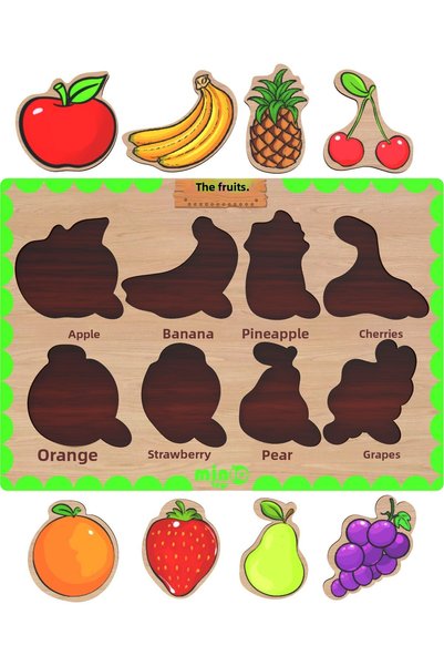 minİQ toys Wooden French Vegetables-fruits-professions-numbers Set of 4 Educational Puzzle