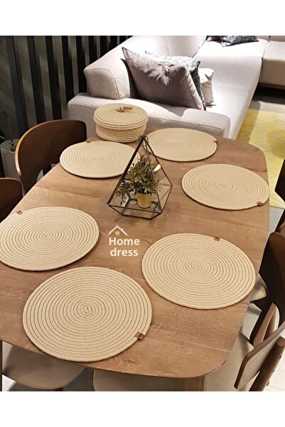 HomeTurko 6 قطع من أدوات المائدة، 1 قطعة من سلة الخبز، أدوات مائدة من الجوت، ...