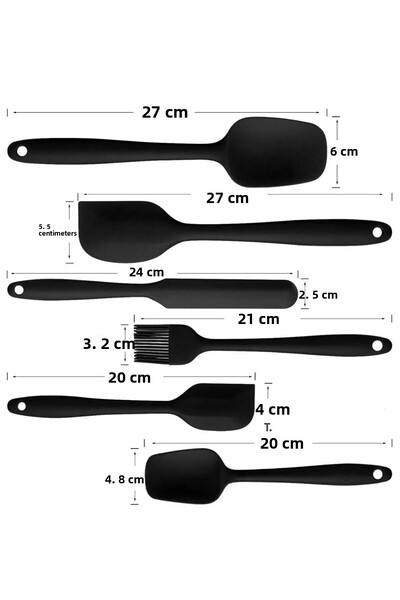 EMBazaar 6-Piece Black Silicone Spatula Set - Heat Resistant, Fireproof and Non-Stick