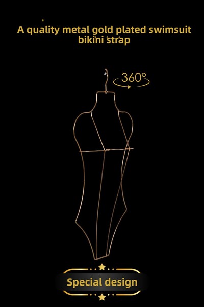 Manken İstanbul 3 قطع مطلية بالذهب - حمالة بيكيني معدنية على شكل جسم، حمالة م...