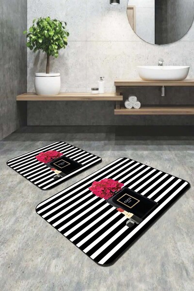 Viva Home Σετ καθίσματος τουαλέτας με ψάθα μπάνιου 60x60 cm και 60x90 cm με α...