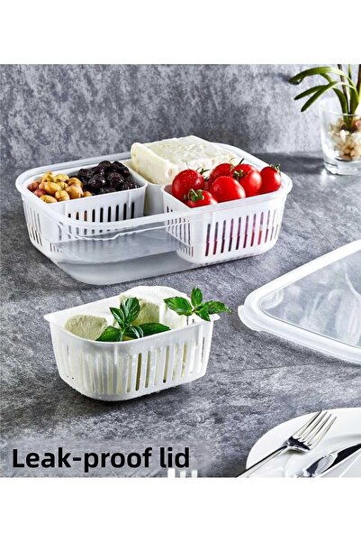 PARK AVM Plastic Storage Container with Four Compartments Strainer, Practical and Stylish Storage Solution