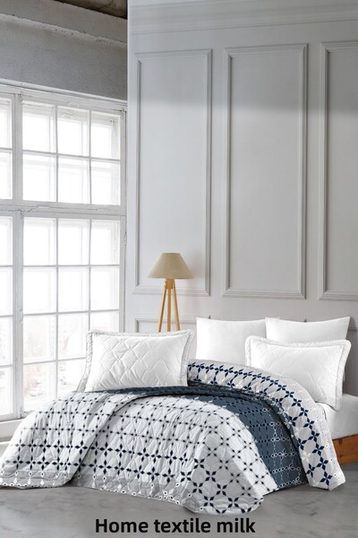 LATTE TEKSTİL Double Quilted Bedspread - Flat White, Multi-Purpose, 195X230Cm