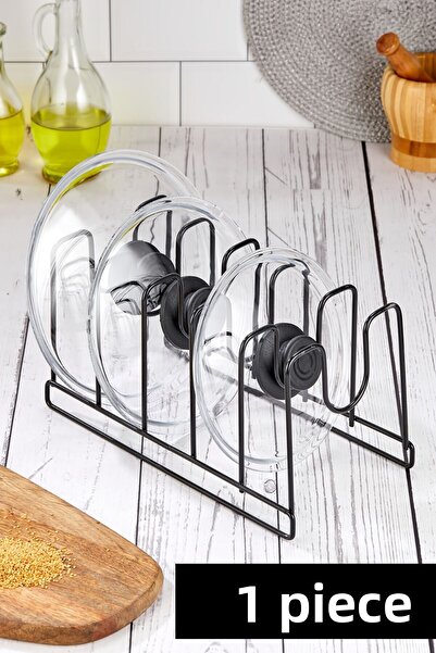 vipgross منظم مقلاة وغطاء أسود مكون من 5 قطع - قطعة واحدة