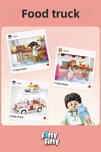 Vagonlife Loz Mini Block Series Food Truck/Food Truck -Lz1738 (582 Pieces) Toy Building Set