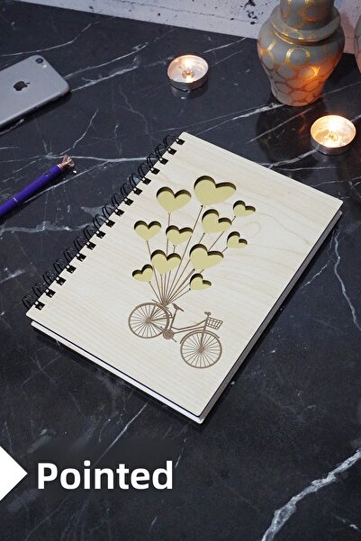 markcat Bicycle Balloon Notebook with Wooden Cover - Dotted Agenda and School...