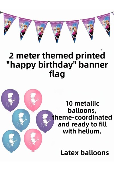 Frozen Elsa Frozen Flag and Banner 24-Person Birthday Party Supplies Ornaments Set