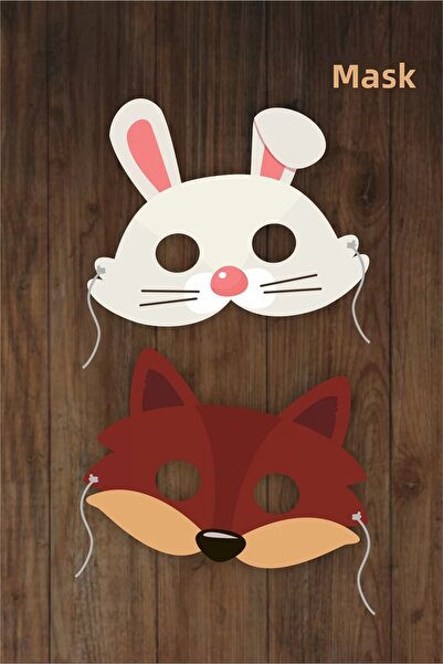 neşeli günlerim Rosa cu pălărie lup iepure mască 6 bucăți ziua de naștere * (...