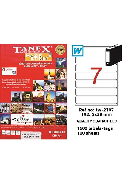 Tanex Tw-2107 192.5x39mm 100 Ετικέτες Φύλλων